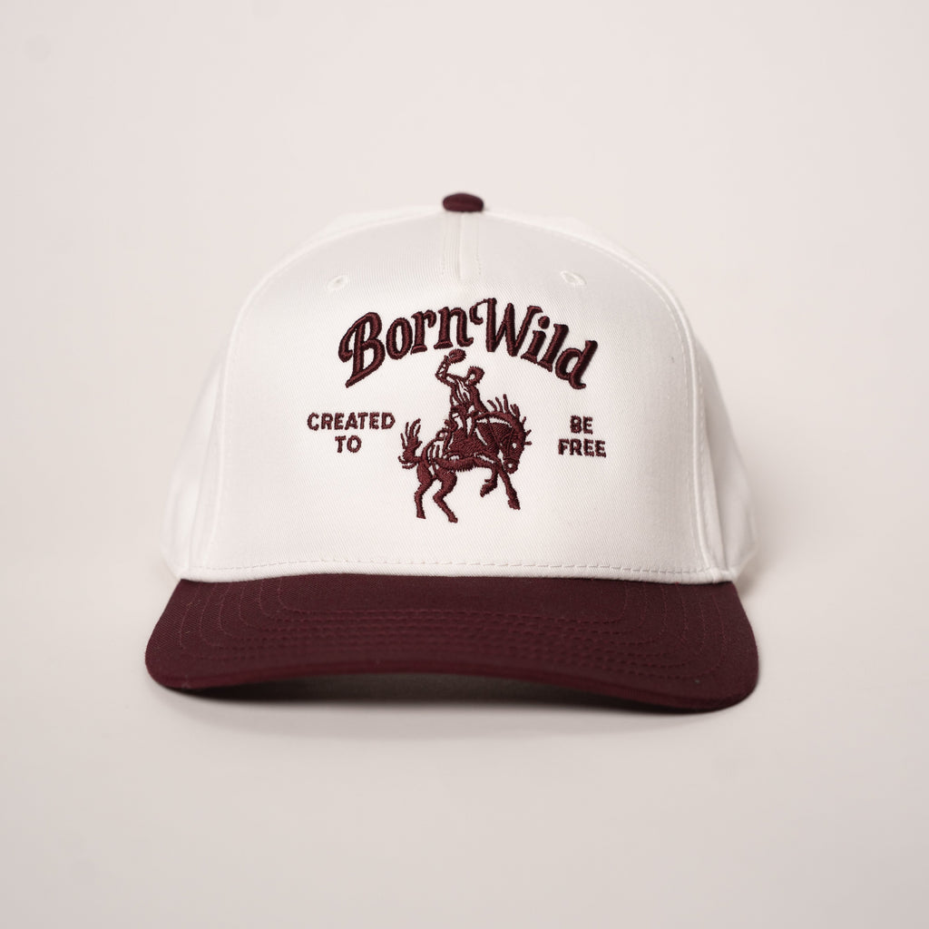 "BORN WILD" SNAPBACK - WHITE/MAROON