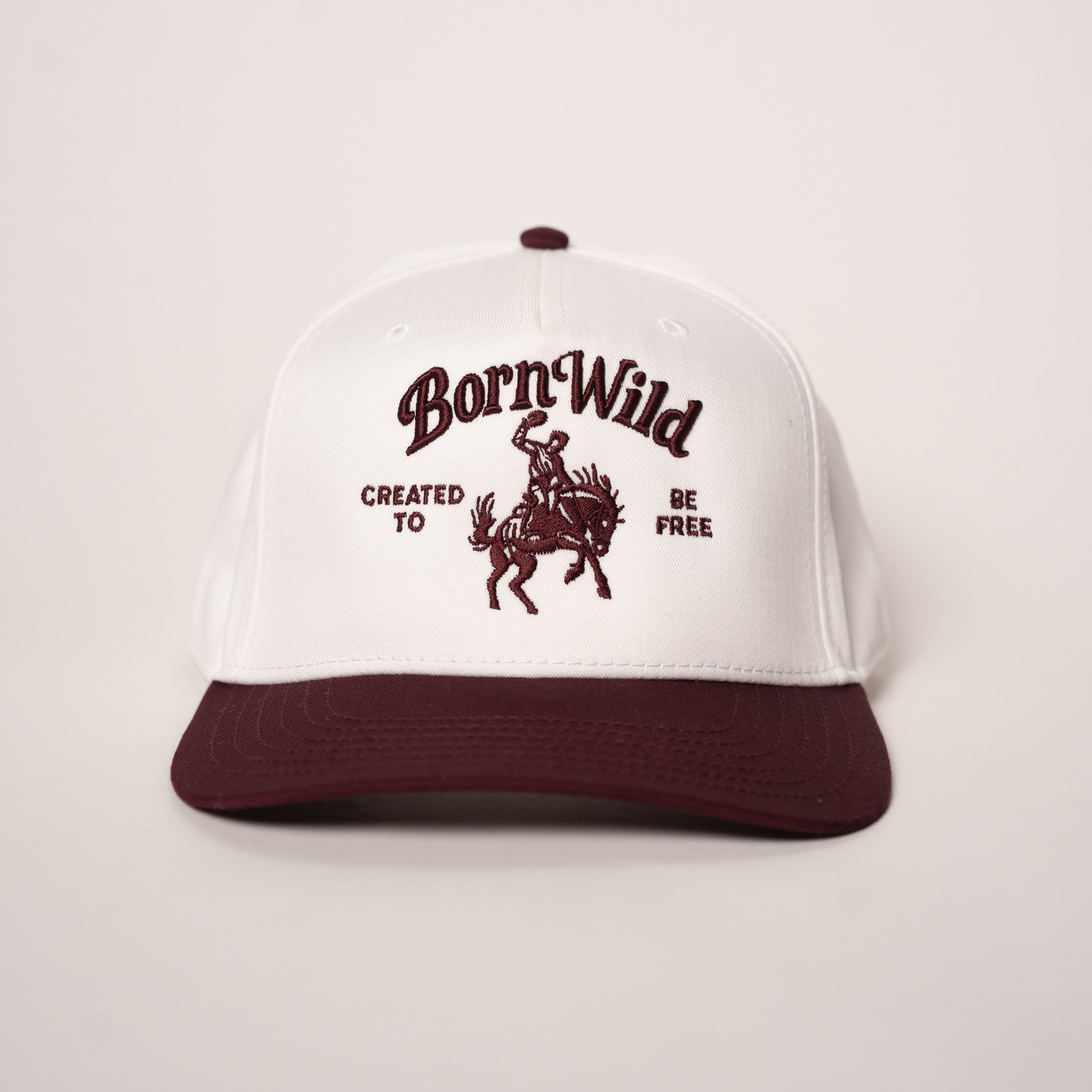 "BORN WILD" SNAPBACK - WHITE/MAROON