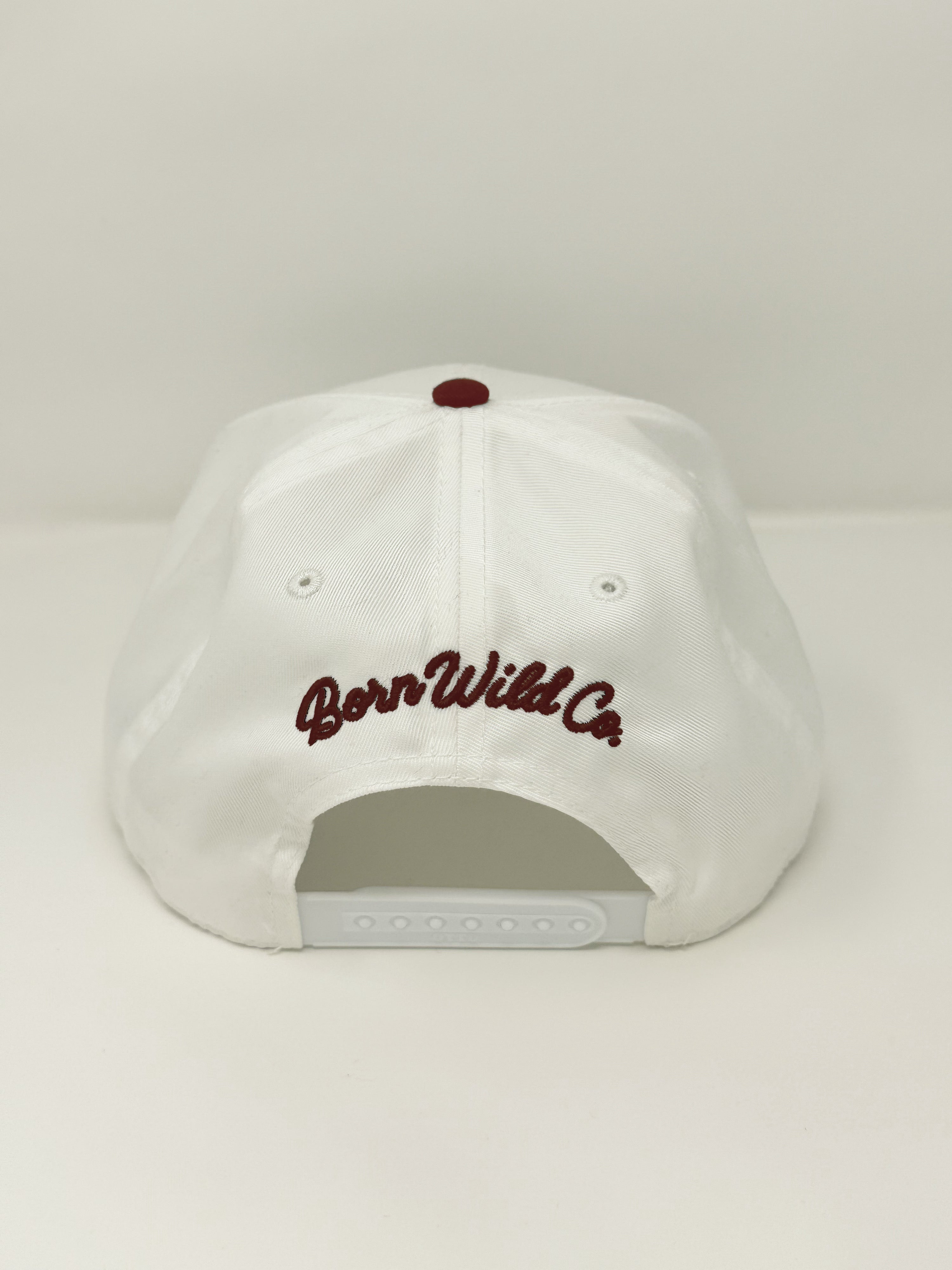 "BORN WILD" SNAPBACK - WHITE/MAROON