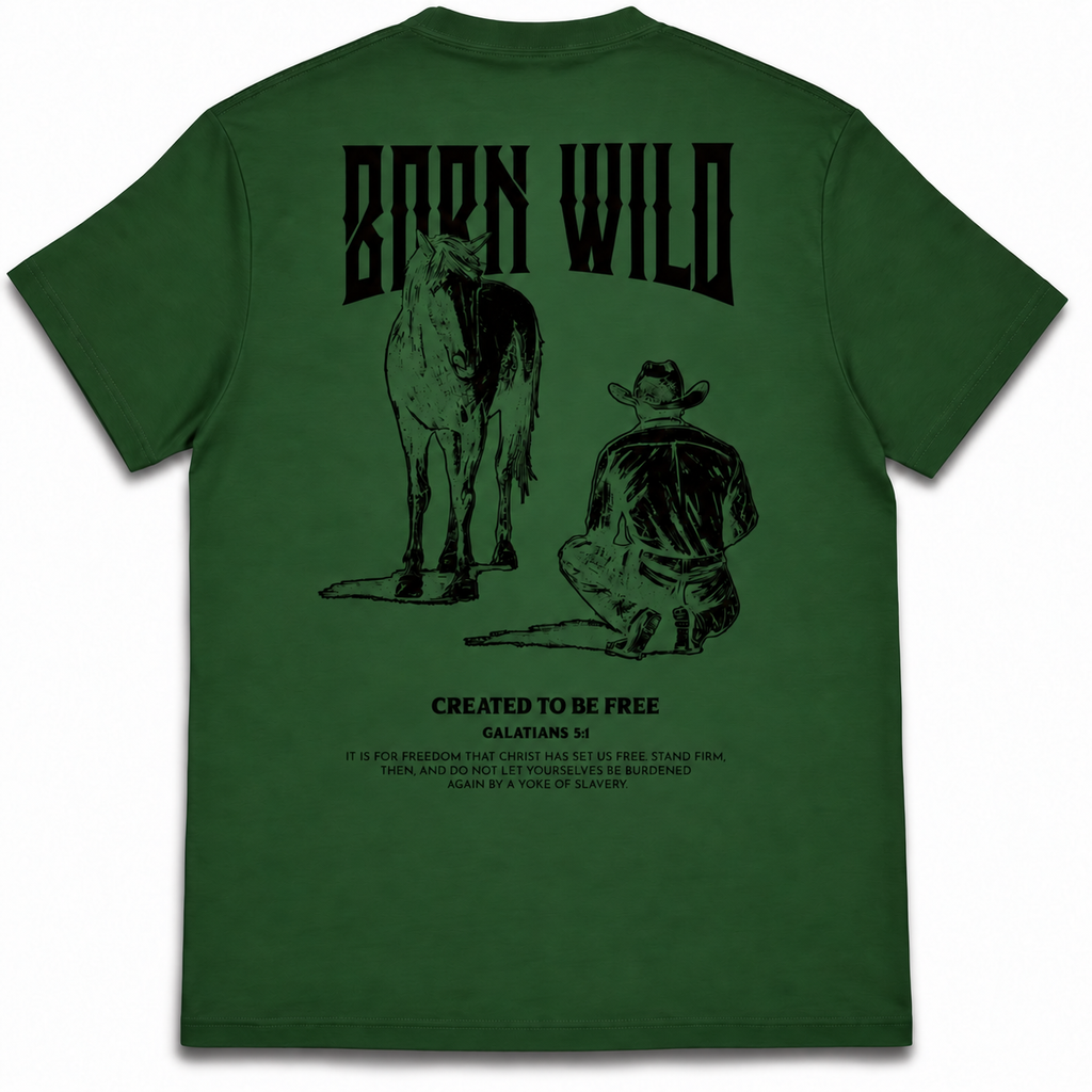LIMITED EDITION "BORN WILD" TEE - FORREST GREEN/BLACK