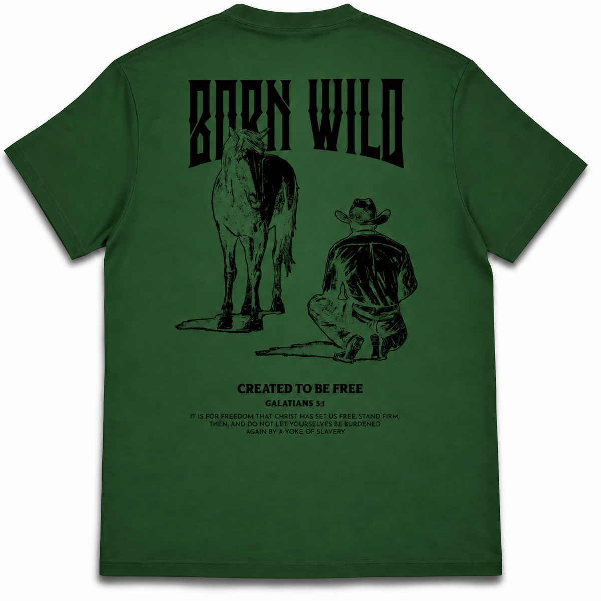 LIMITED EDITION "BORN WILD" TEE - FORREST GREEN/BLACK