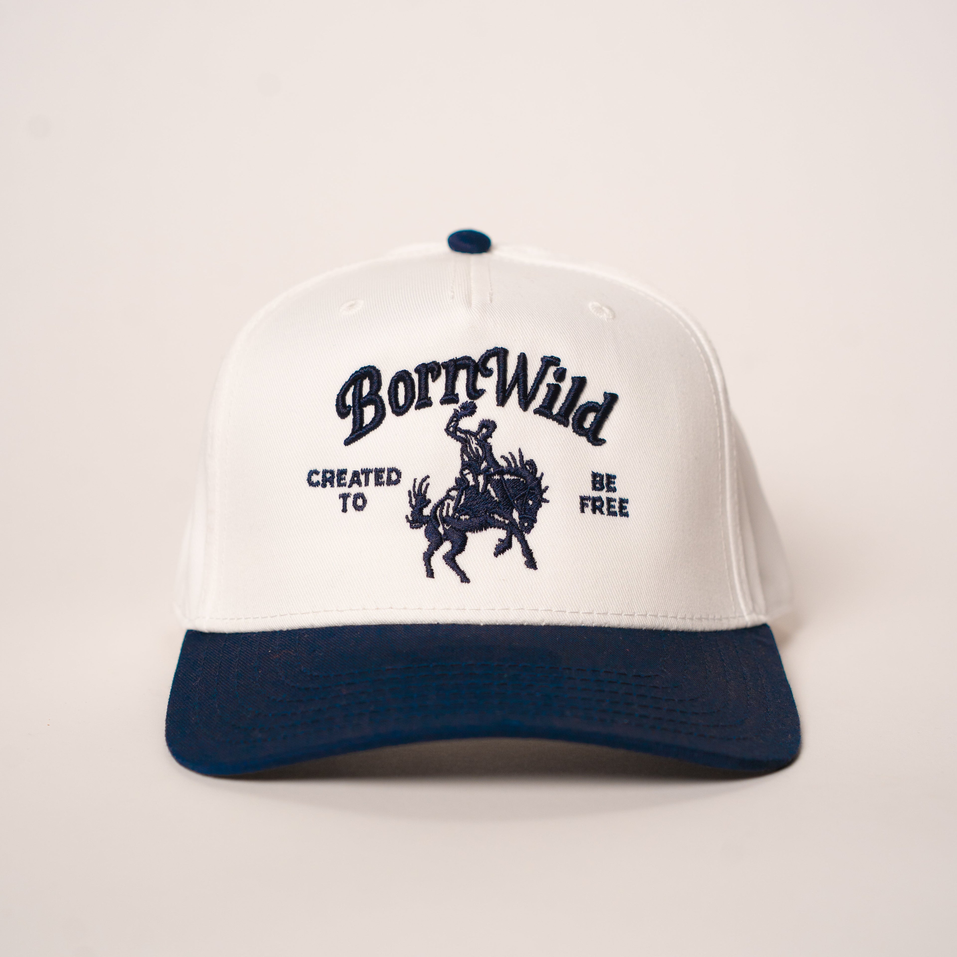 "BORN WILD" SNAPBACK - WHITE/NAVY