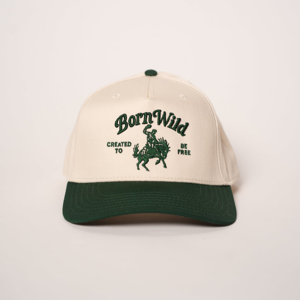 "BORN WILD" SNAPBACK - OFF WHITE/GREEN