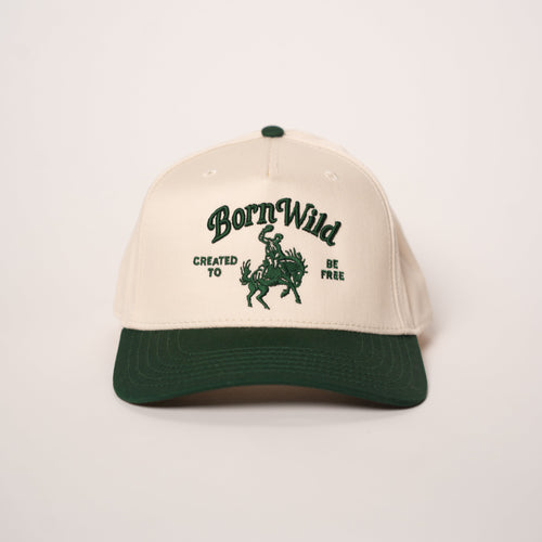"BORN WILD" SNAPBACK - OFF WHITE/GREEN