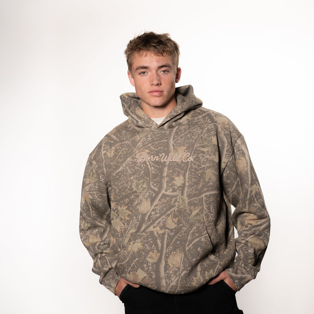 "CREATED TO BE FREE" HOODIE - CAMO/TAN PUFF PRINT
