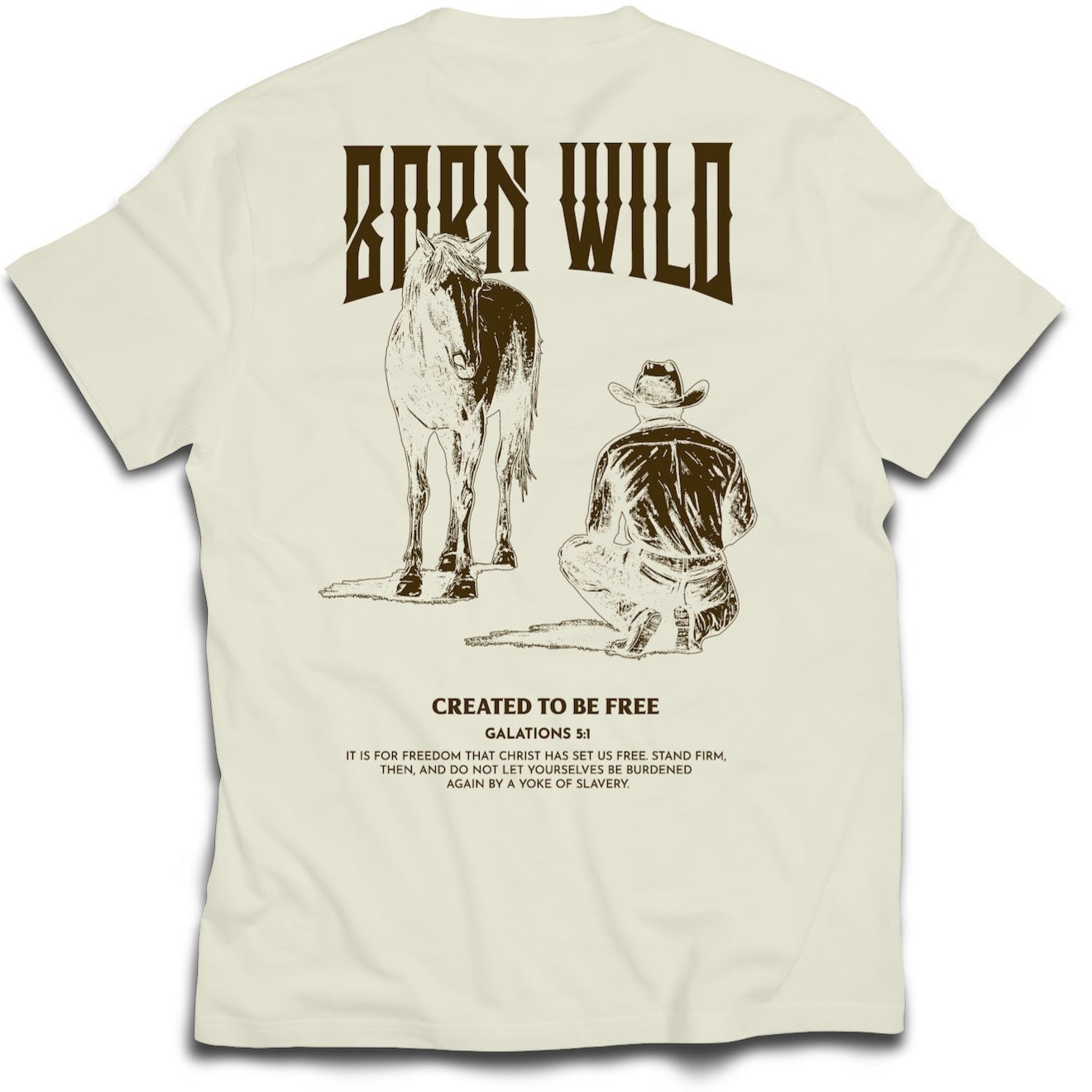Born Wild T-shirt - off white/brown