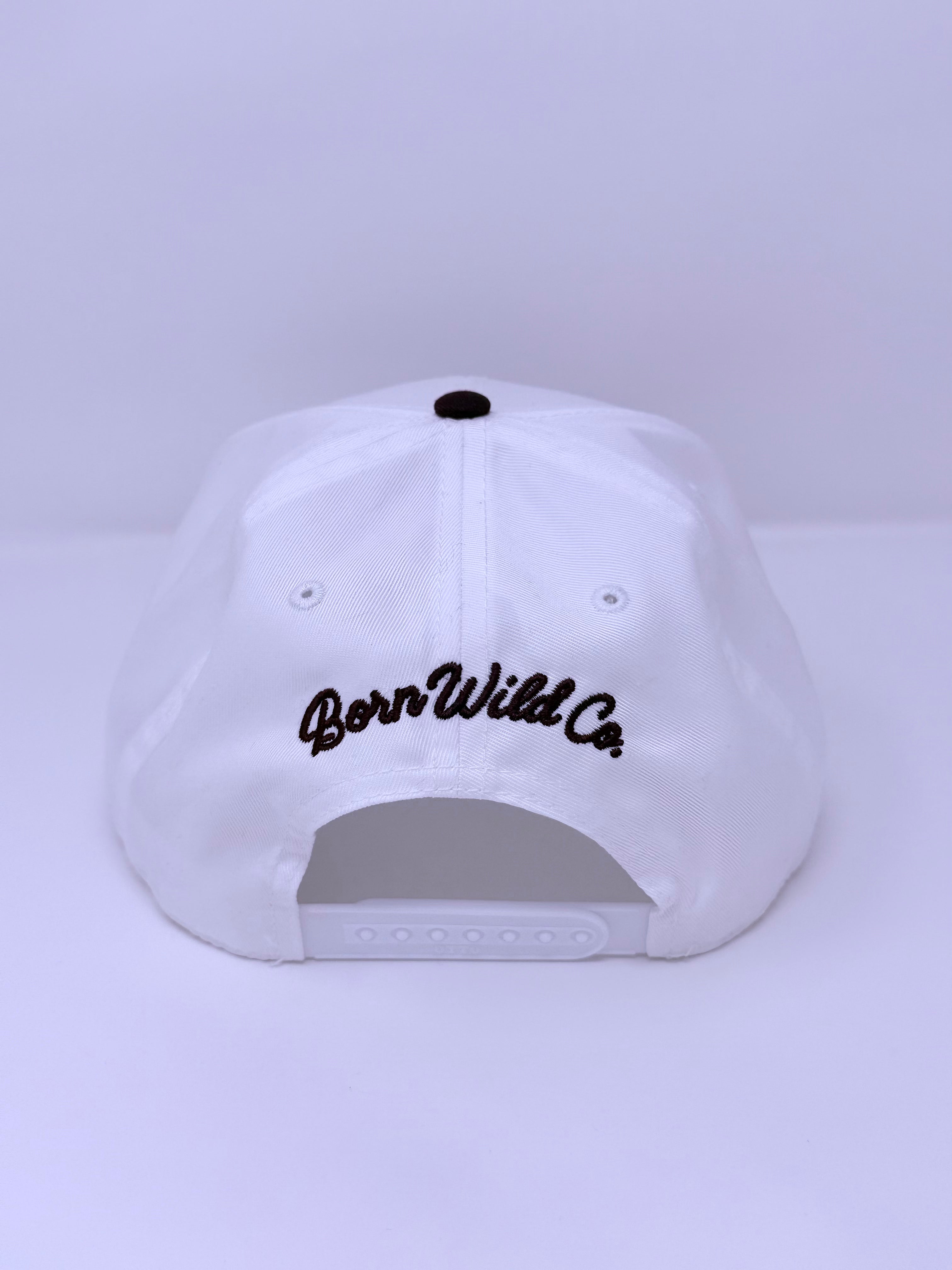 "BORN WILD" SNAPBACK - WHITE/NAVY