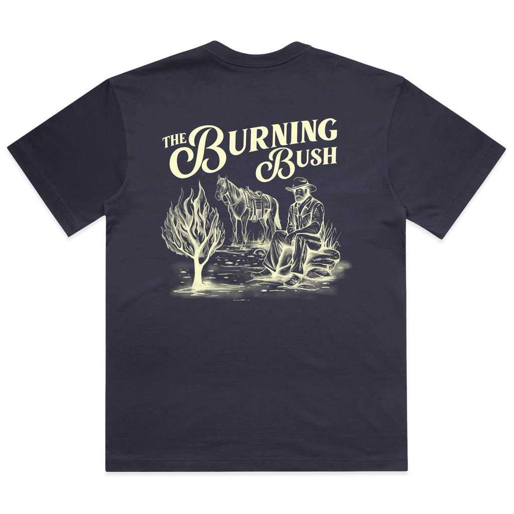 "THE BURNING BUSH" TEE - DARK BLUE/OFF-WHITE