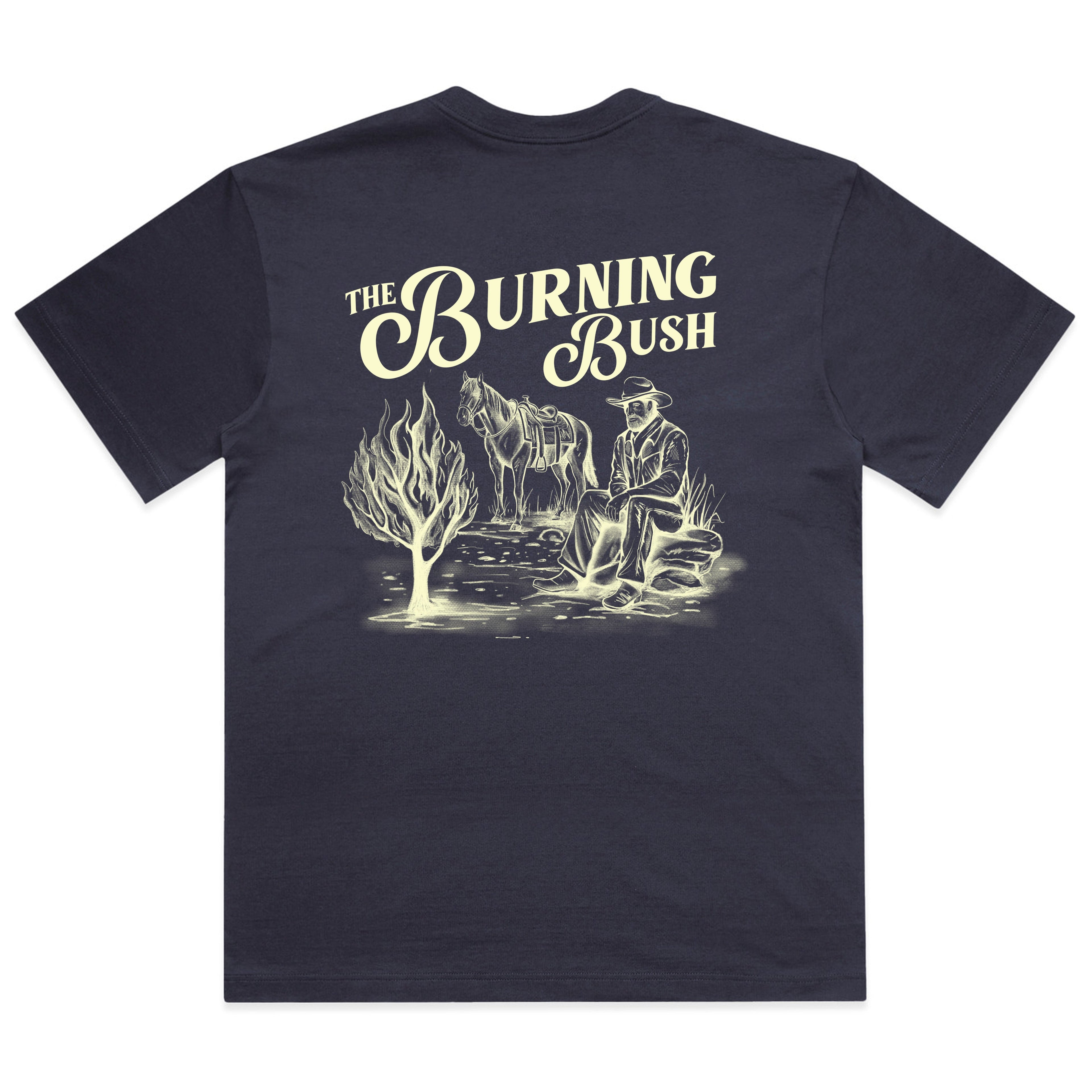 "THE BURNING BUSH" TEE - DARK BLUE/OFF-WHITE