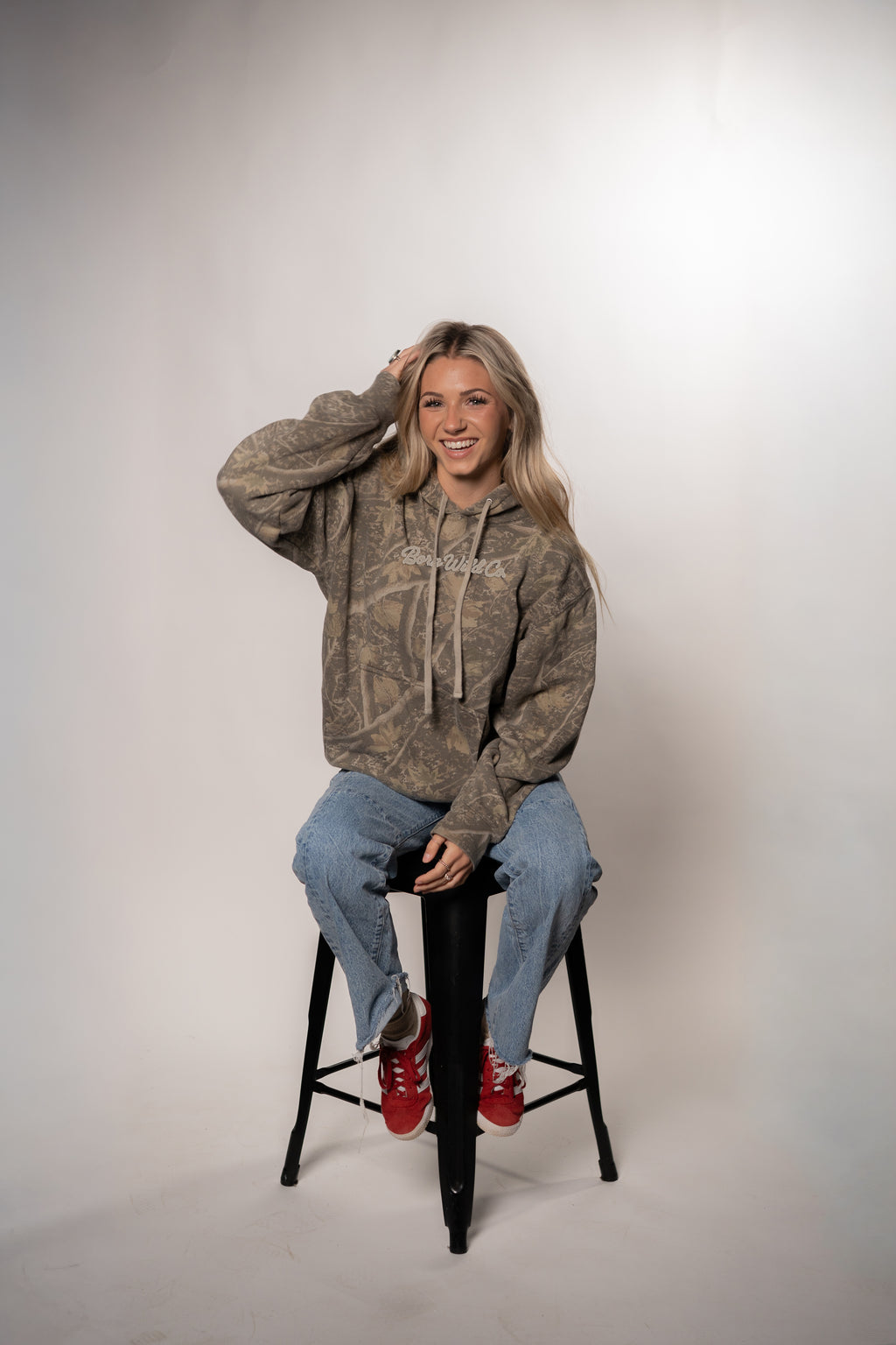 "CREATED TO BE FREE" HOODIE - CAMO/TAN PUFF PRINT