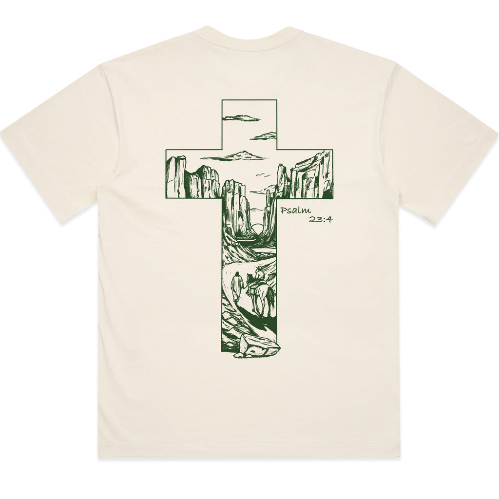 "EVEN THOUGH I WALK" TEE - OFF WHITE/GREEN