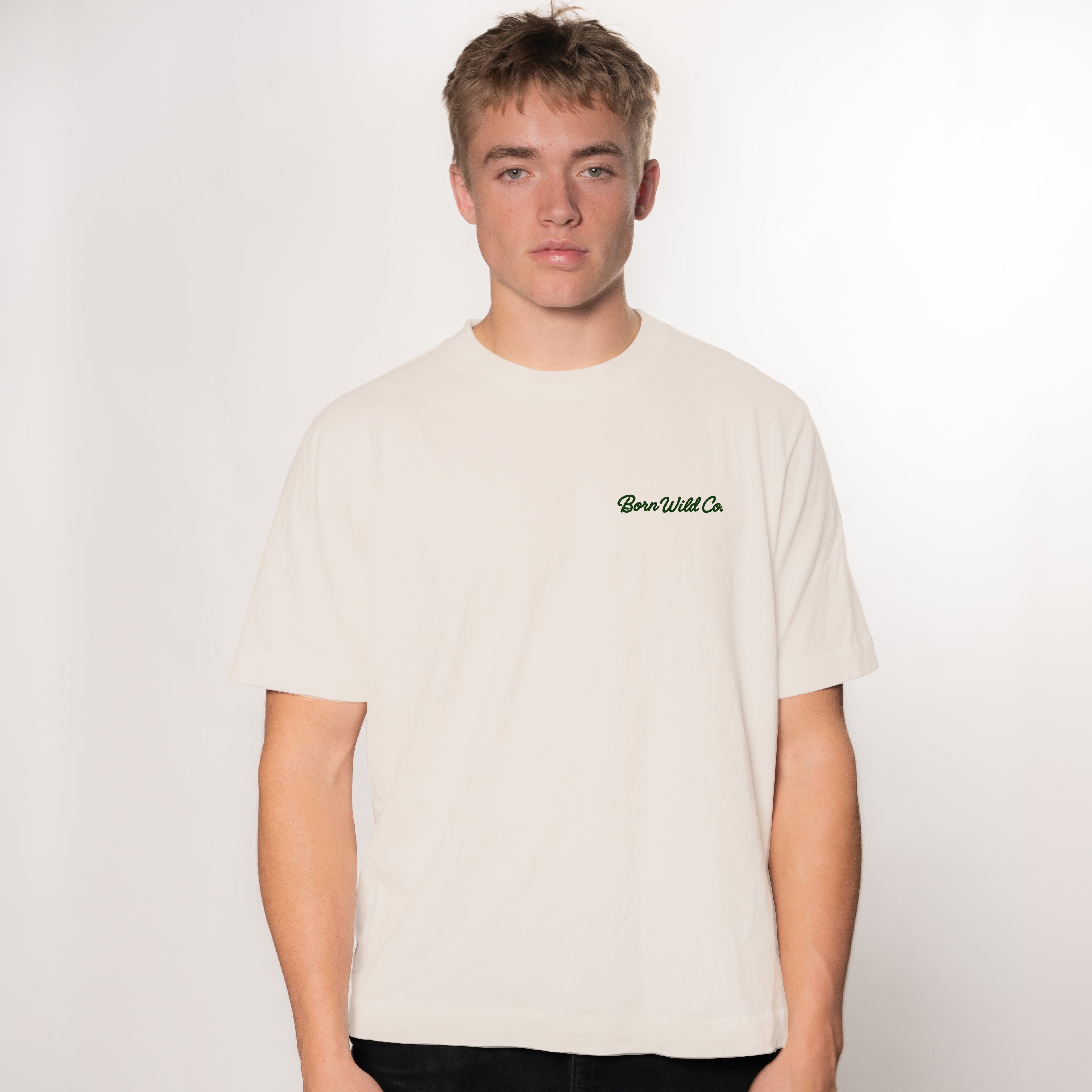 "EVEN THOUGH I WALK" TEE - OFF WHITE/GREEN
