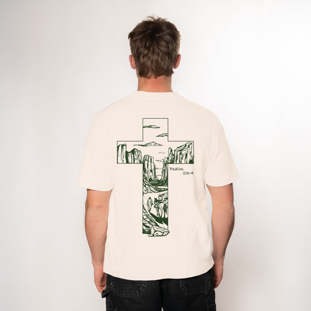 "EVEN THOUGH I WALK" TEE - OFF WHITE/GREEN