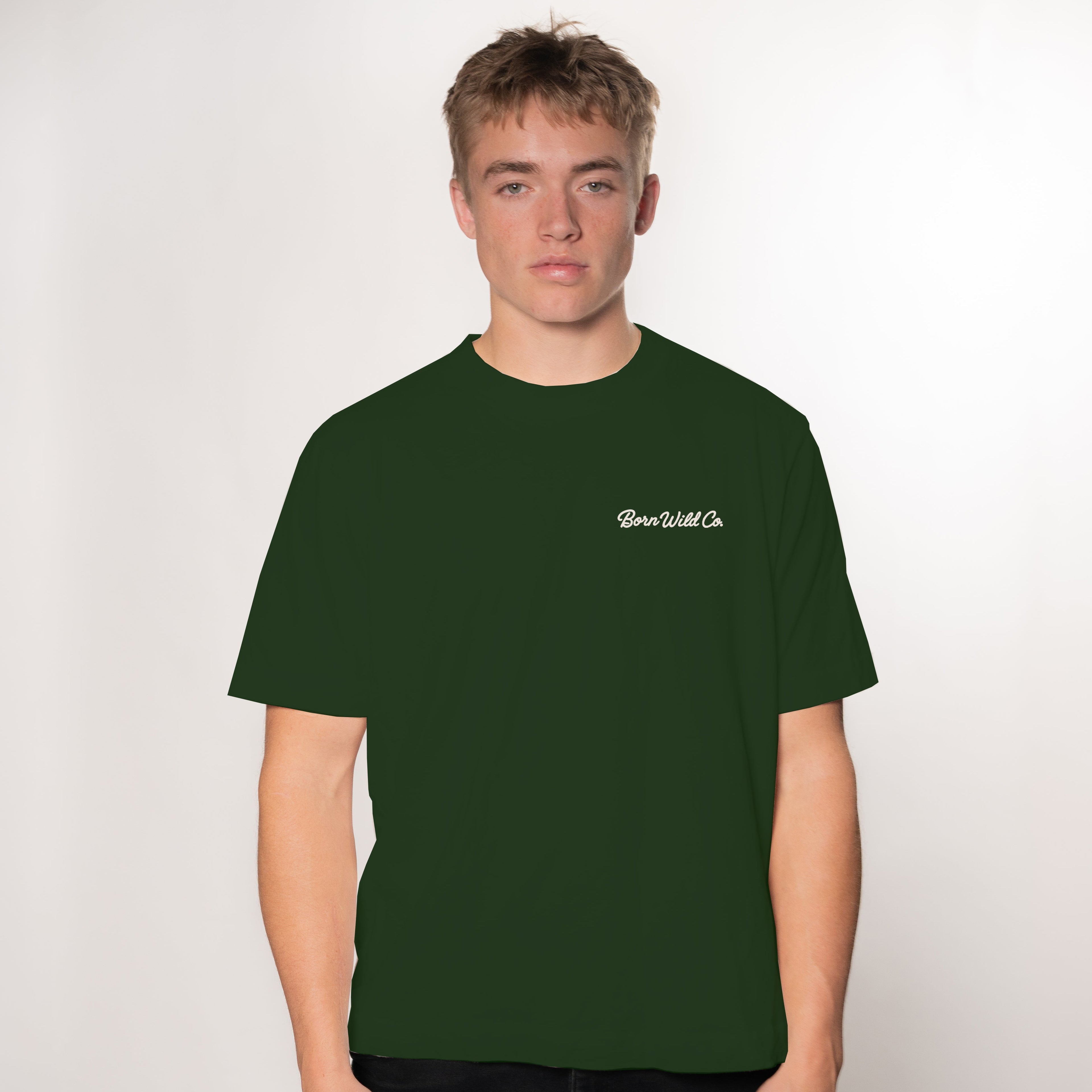 "THOUGH I WALK" TEE - FOREST GREEN/OFF-WHITE