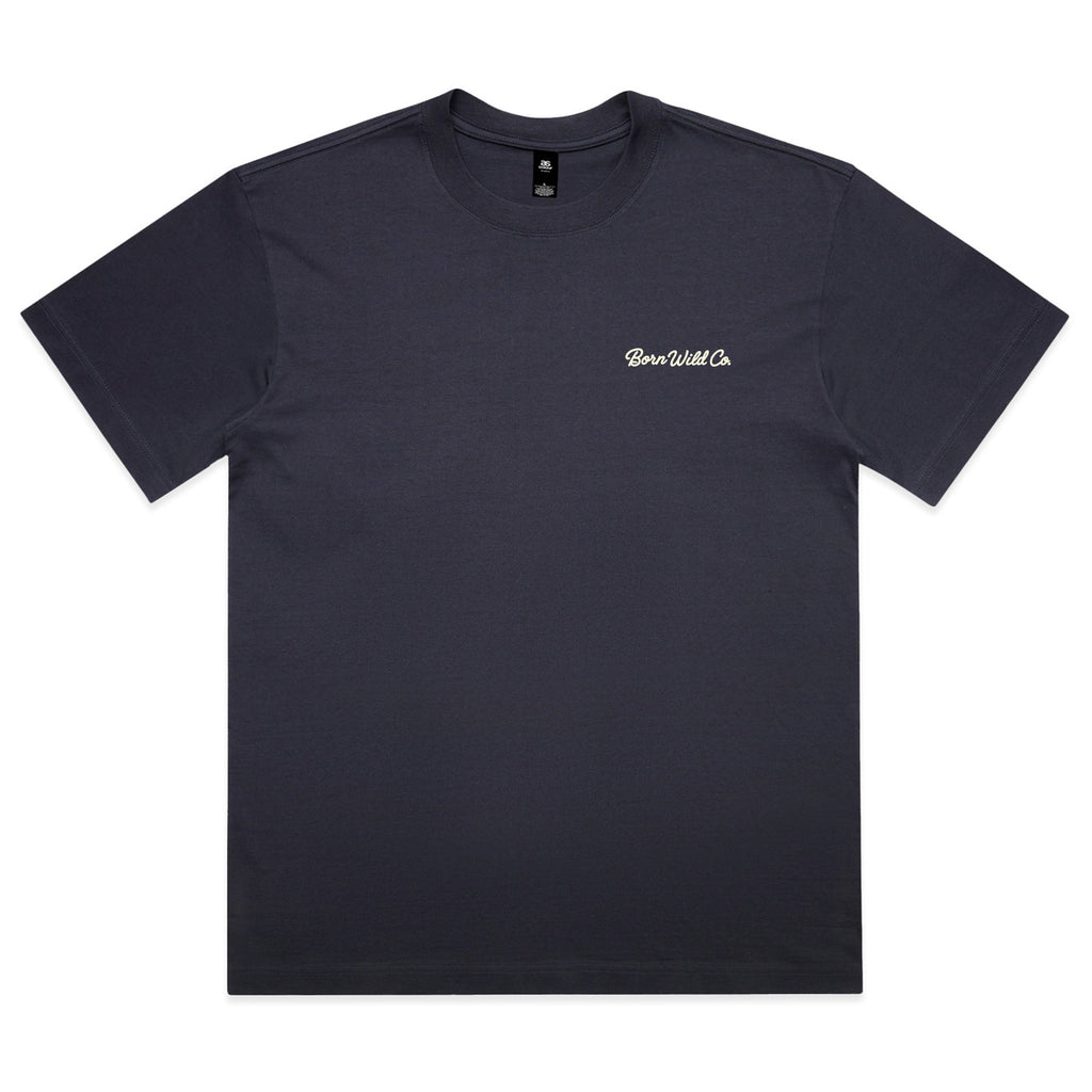 "THE BURNING BUSH" TEE - DARK BLUE/OFF-WHITE