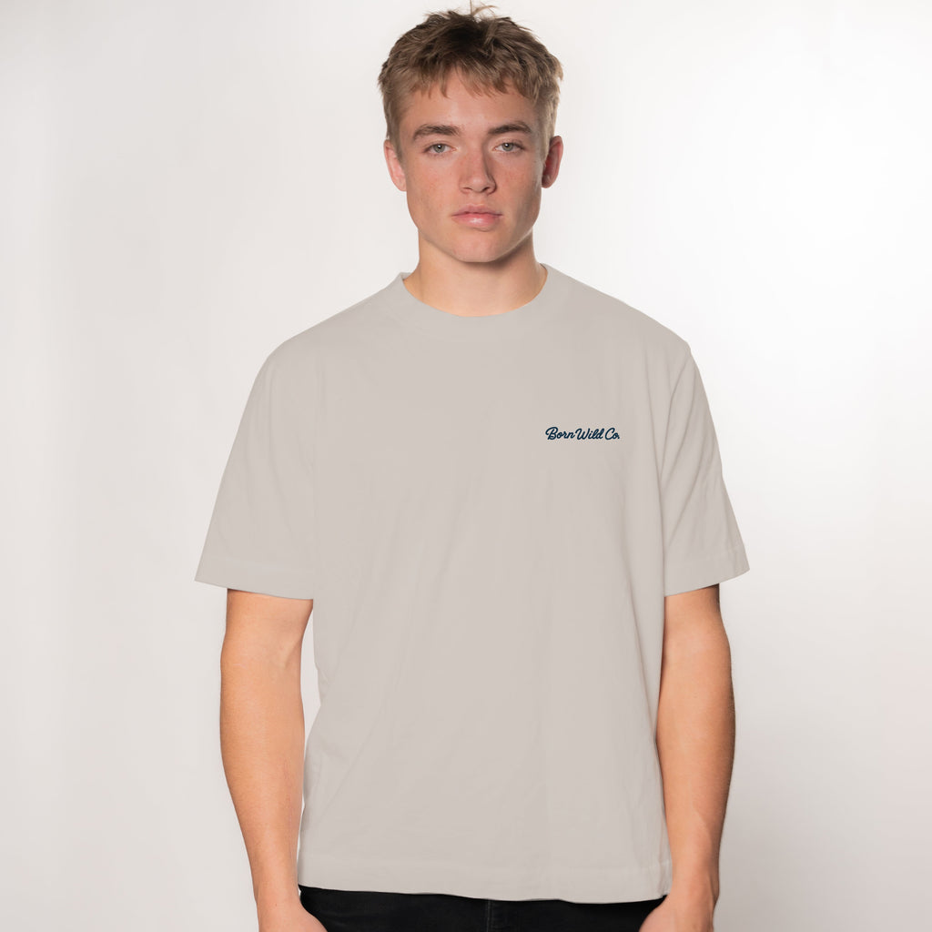 "THE BURNING BUSH" TEE - STORM GRAY/NAVY