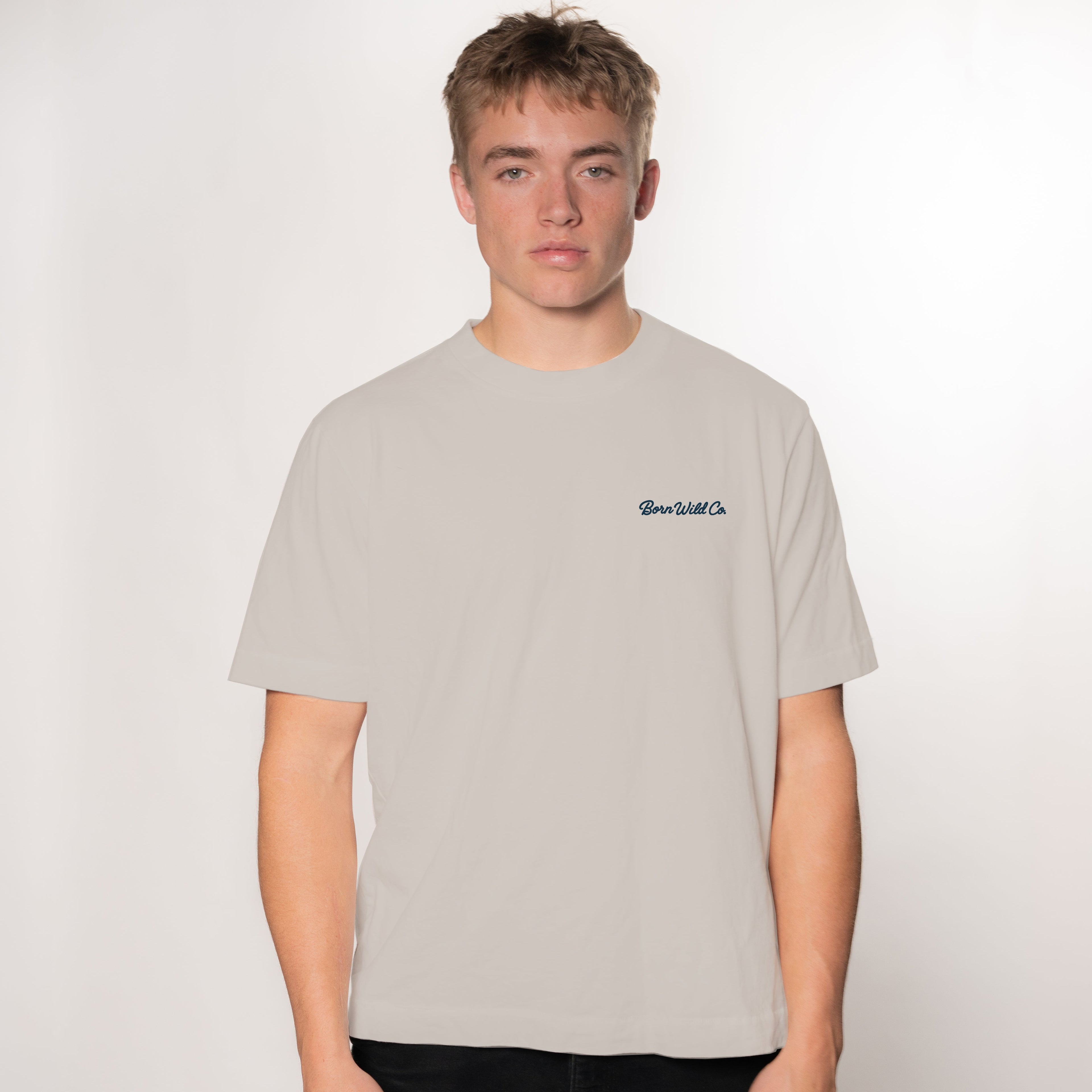 "THE BURNING BUSH" TEE - STORM GRAY/NAVY