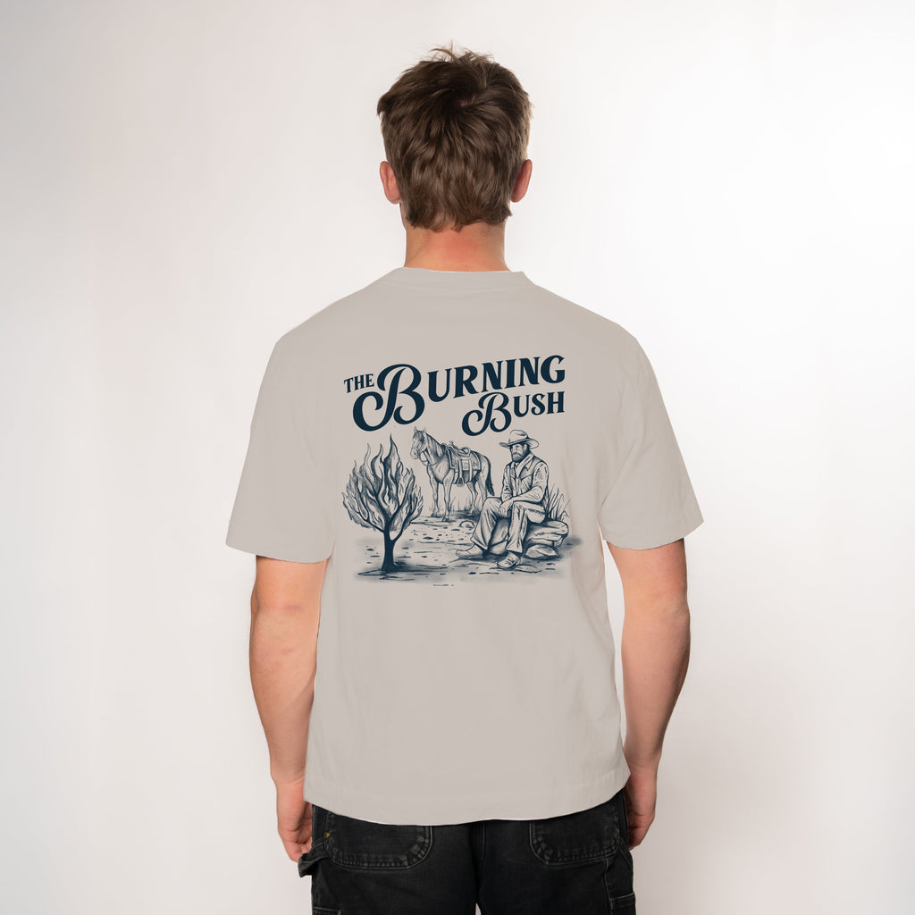 "THE BURNING BUSH" TEE - STORM GRAY/NAVY