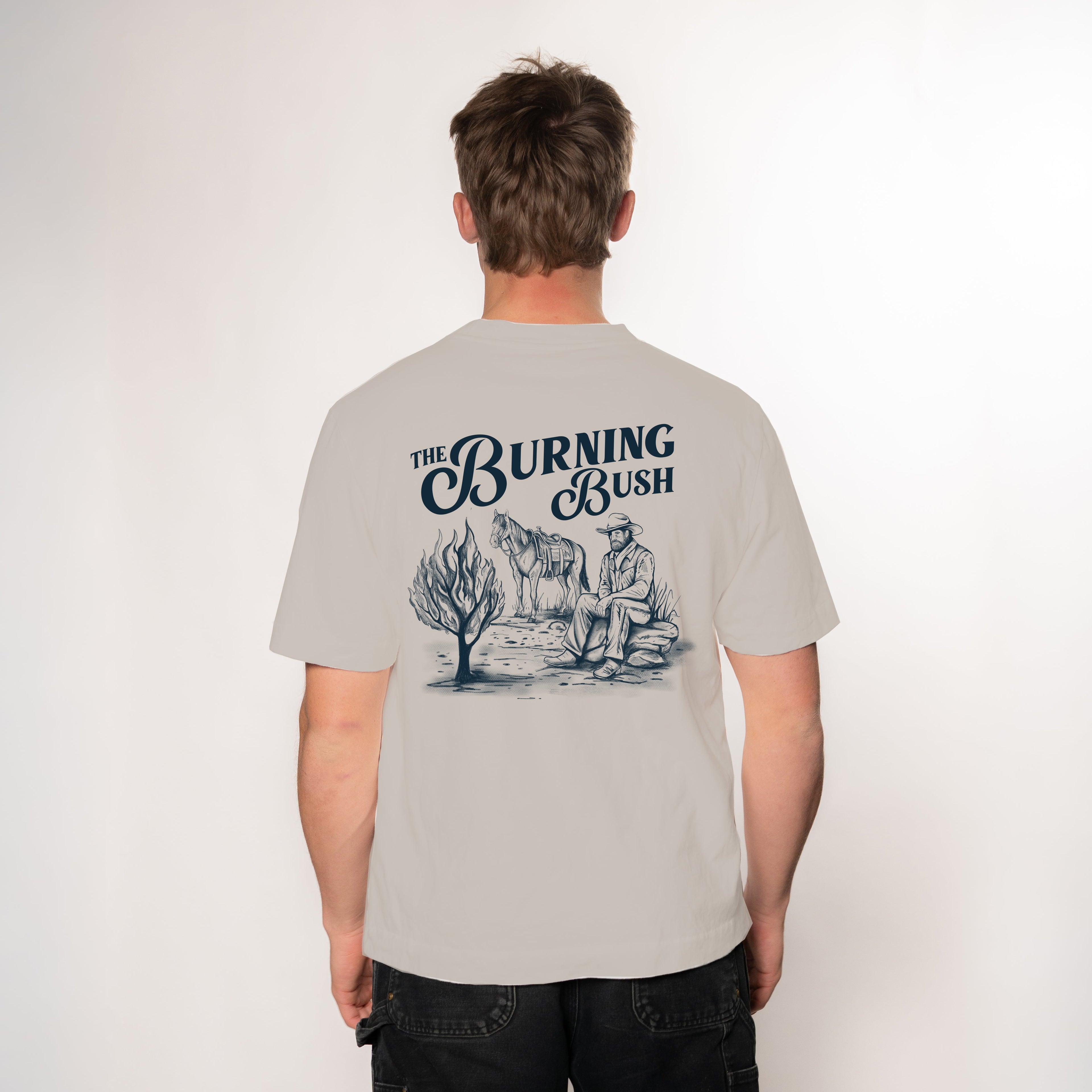 "THE BURNING BUSH" TEE - STORM GRAY/NAVY